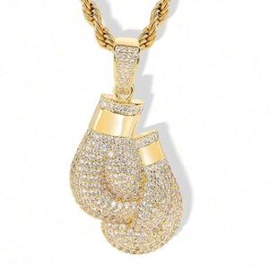 Gold Boxing Glove Pendant Necklace, Boxing Necklace, Boxing Gloves Necklace